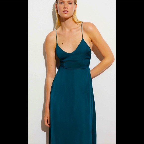 Oysho Satin Dress Evergreen - Picture 2 of 7
